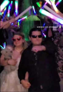 Bride and groom at wedding reception