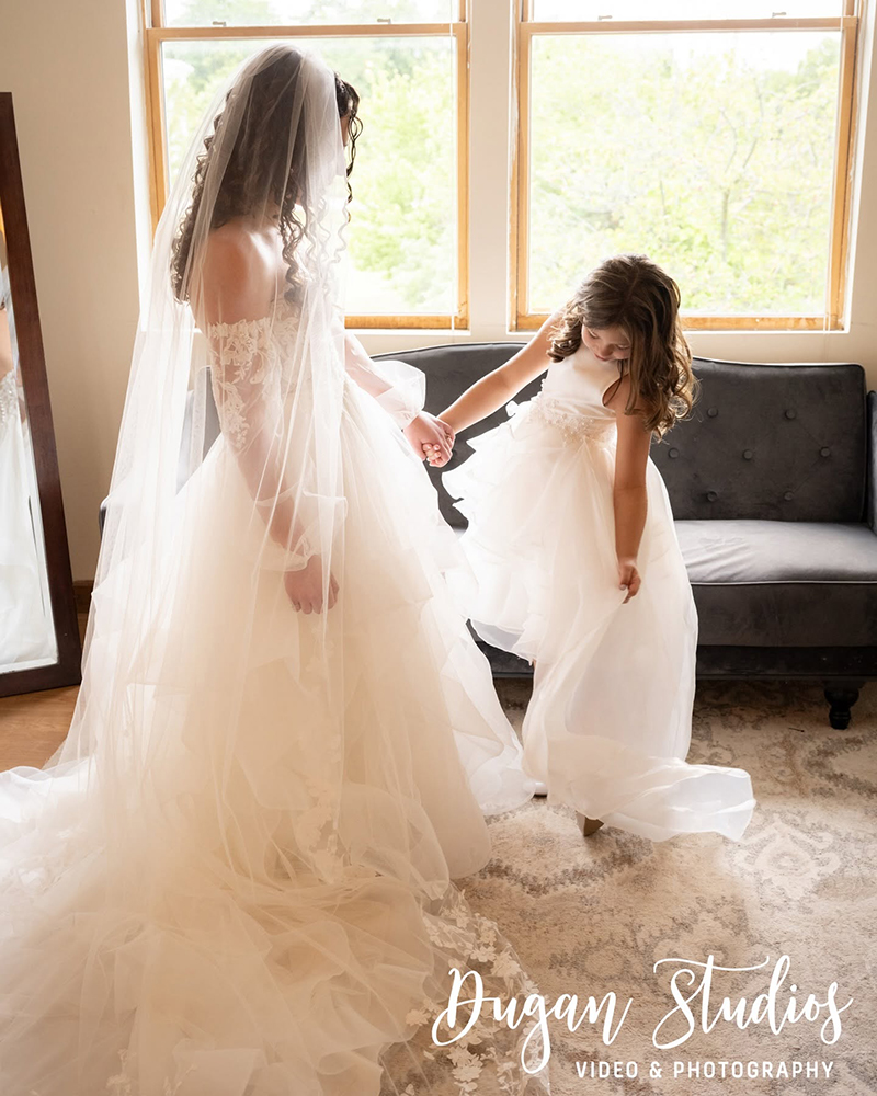 Bride with flower girl