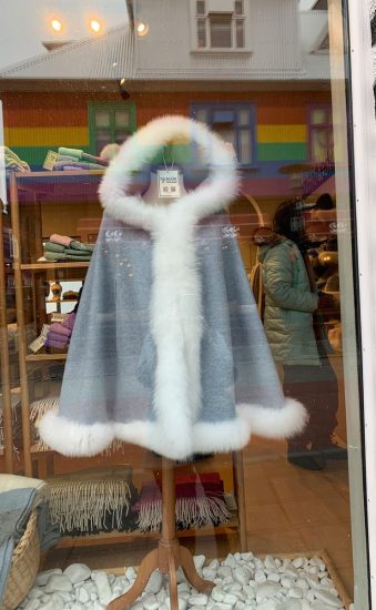 Fur and velvet cape in Iceland Boutique